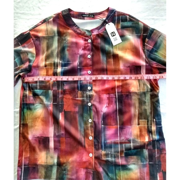 Noracora Women's Colorful Multicolor Blouse Top Shirt 3/4 Sleeve XXL NEW - Picture 8 of 13